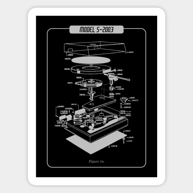 Turntable Exploded View Sticker by Sabatico Designs